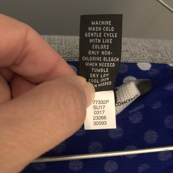 INC International Concepts Blue White Dot Oceans Tale Shirt Size Pet/Pet 0P New - Picture 6 of 8